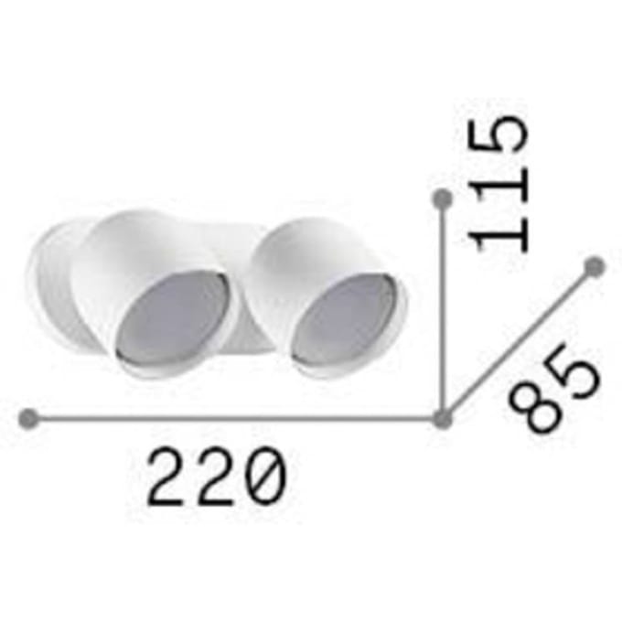 Wandlamp Ideal Lux Dodo, wit, 2-lamps, metaal Ø 8,5 cm