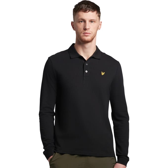 Lyle and Scott Zwarte Longsleeve Polo - Maat S - Heren