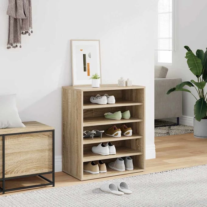 vidaXL - Schoenenkast - 60x35x70 - cm - bewerkt - hout - sonoma - eikenkleurig
