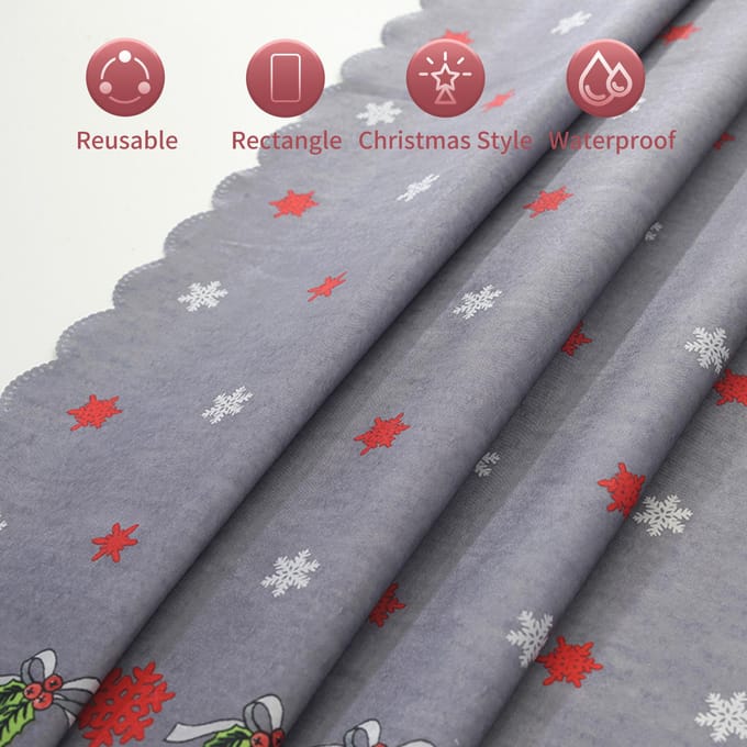 Nappe de Noël réutilisable rectangulaire en polyester imperméable de 1,5 x 1,8 m M Type 1