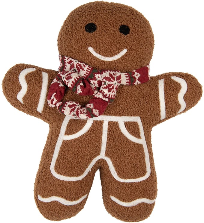 Clayre & Eef Sierkussen Gingerbread man 35x5x44 cm Bruin Polyester