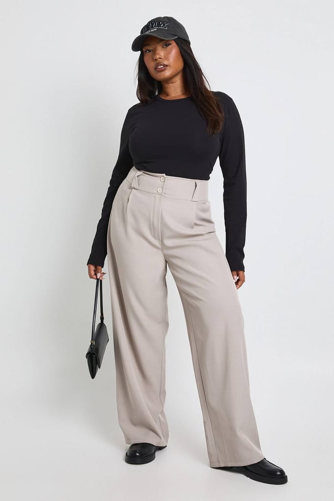 boohoo Dames Plus Basic lange mouwen getailleerde longline top | Zwart | Maat: 44