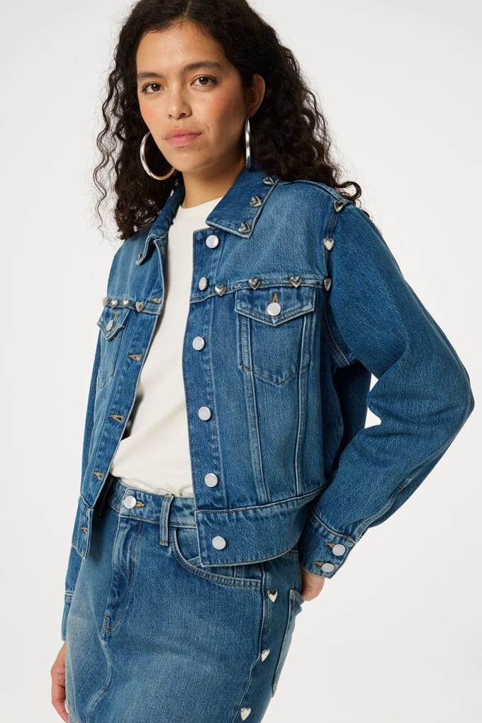 Fabienne Chapot Lexie Denim Jacket Medium Aged Maat: 38 | Spijkerjassen Outlet | Dames | Blauw