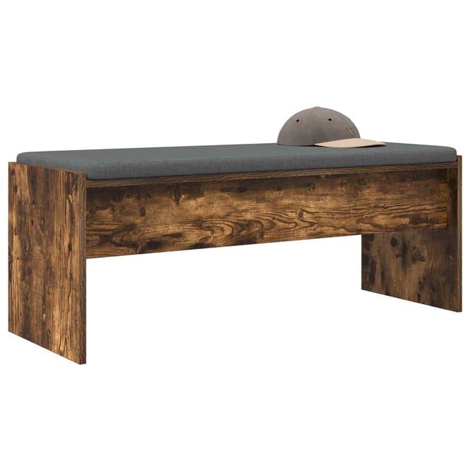 vidaXL - Hallenbank - met - kussen - Rook - Eiken - 103 - x - 38 - x - 40 - cm