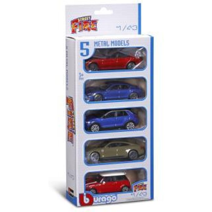 Bburago Burago 1:43 5-pack Street Fire Europese auto's Auto's op schaal Miniatuur auto's