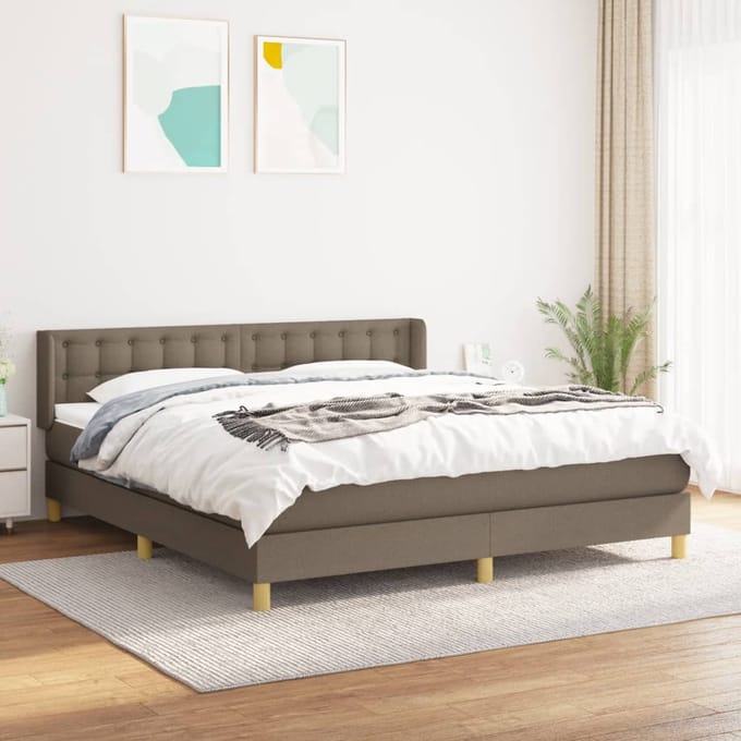 vidaXL - Boxspring - met - matras - stof - taupe - 160x200 - cm
