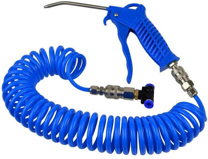 GEKO Luchtdrukpistoolset - 120 mm stalen mondstuk - 5 m slang - Snelkoppelingen