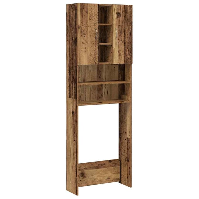 vidaXL - Wasmachinekast - 64x25,5x190 - cm - oud - houtkleurig