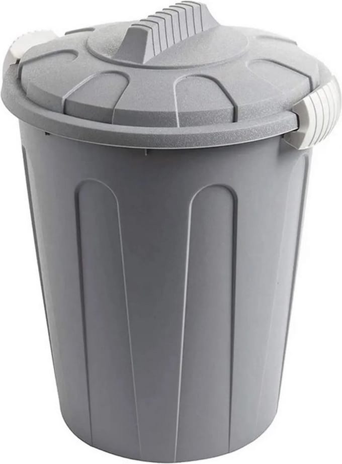 MaxiTon afvalemmer afvalbak met deksel 40 liter polypropyleen grijs
