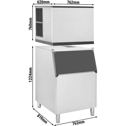 GGM Gastro Eiswürfelbereiter - Würfel - 403 kg/24 h - inkl. Eisvorratsbehälter