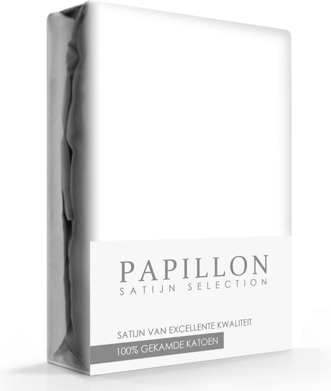 Papillon hoeslaken - katoen satijn - 180 x 200 - Wit