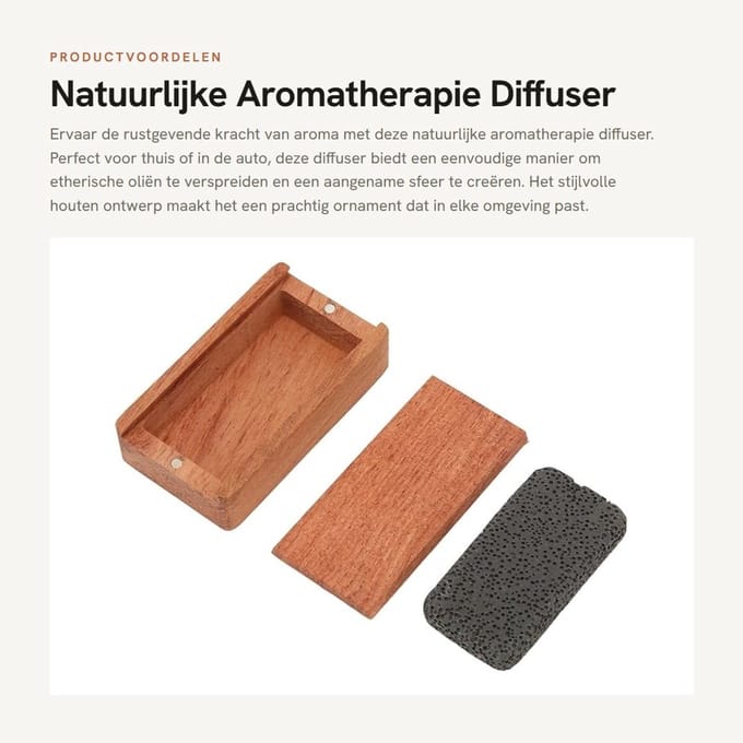 Dailygoods- Aromatherapie Diffuser - Geruisloos - Houten - Compact - Voor Auto - Hoogwaardige Kwaliteit - Geurverspreider