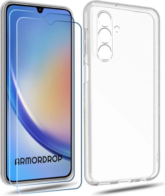 ArmorDrop Transparant Hoesje Inclusief 2x Screenprotector Geschikt Voor Samsung A34
