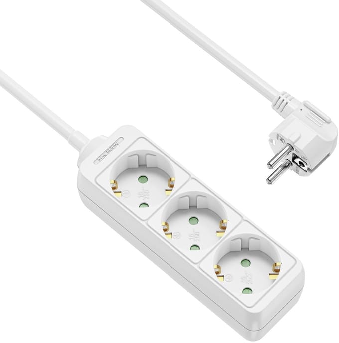 Allteq - Stekkerdoos - 3-voudig - Wit - 5 meter