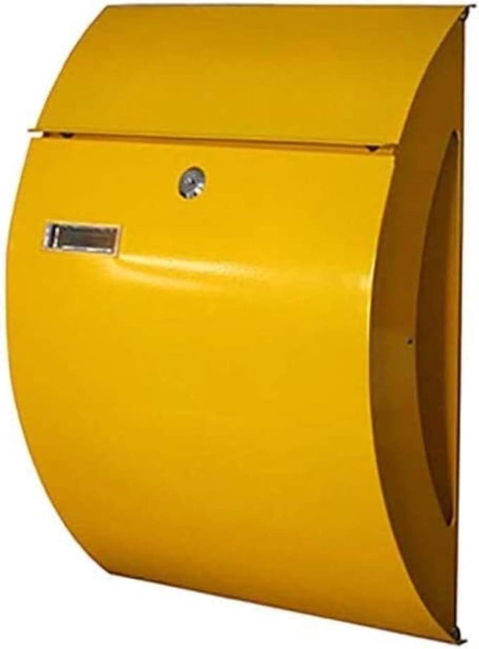 Brievenbus Buiten - Postbox Muur - Post Ontvangen - Afsluitbaar Veilig - 34x12.8x46cm - Geel