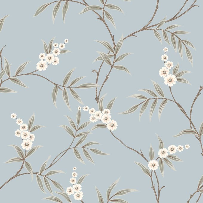 Boråstapeter Vliesbehang 7762 - Adorn - Botanisch Blauw - 53cm x 10.05m