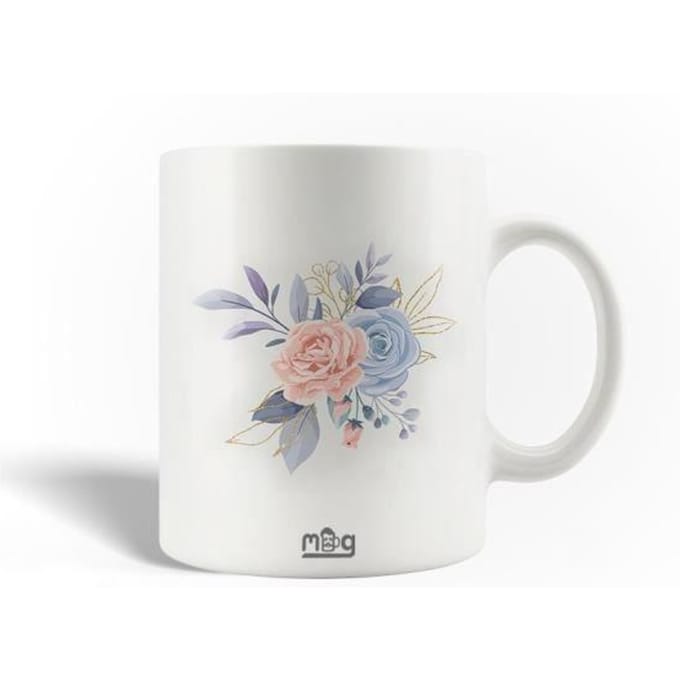 Mug en Céramique Fleur Rose Abstraite Avec Des Pétales Texturés