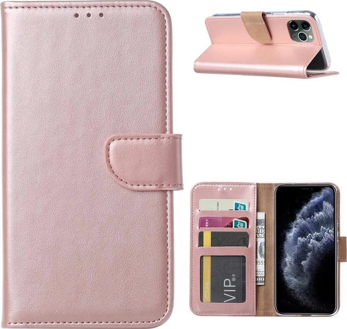 Hoesje Geschikt voor iPhone 11 Pro Max Portemonnee hoesje - Rosegoud