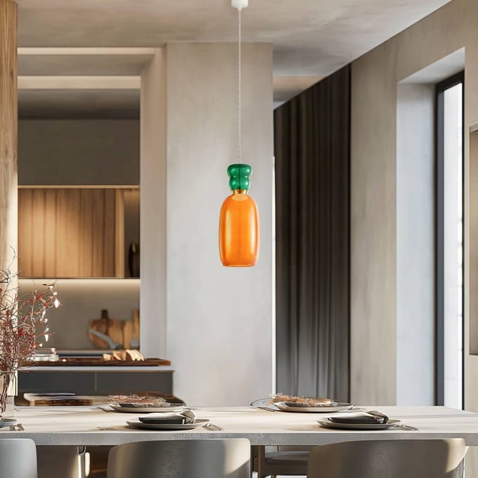Lucande LED hanglamp Fay, oranje/donkergroen, glas, Ø 15 cm