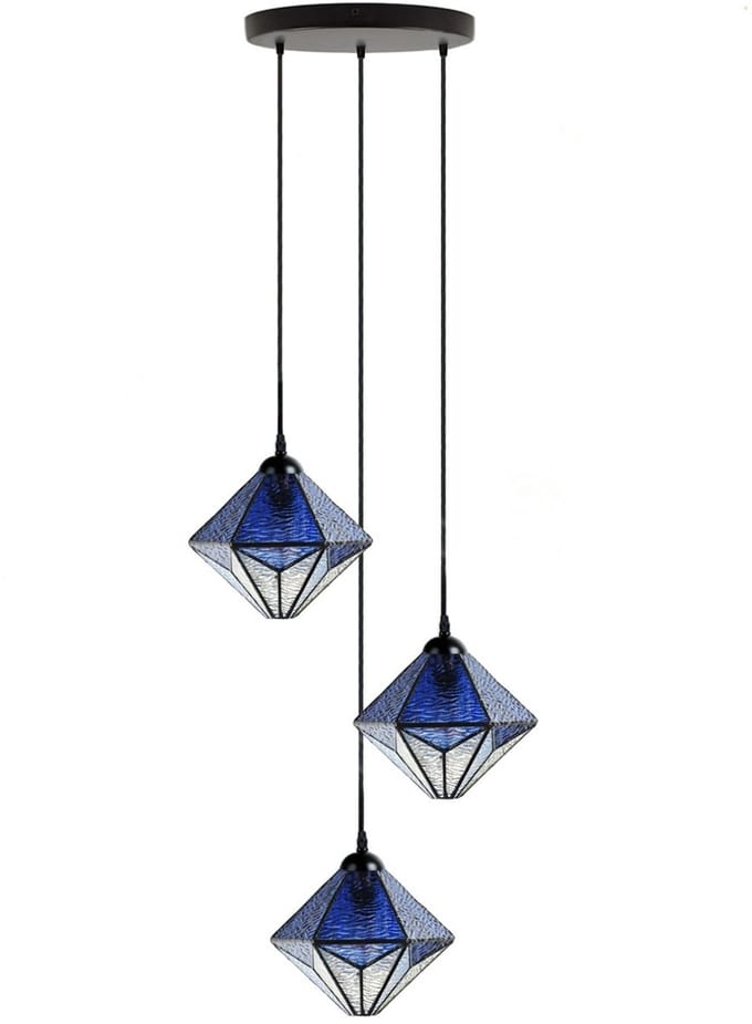 Tiffany Kroonluchter Akira Blue 3 - Art Deco Trade