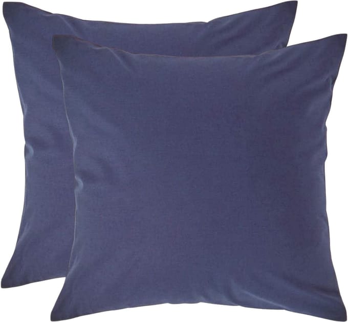 Homescapes Kussensloop 40x40 cm Set van 2 – Marineblauw – 100% Egyptisch Perkal Katoen – 200 TC
