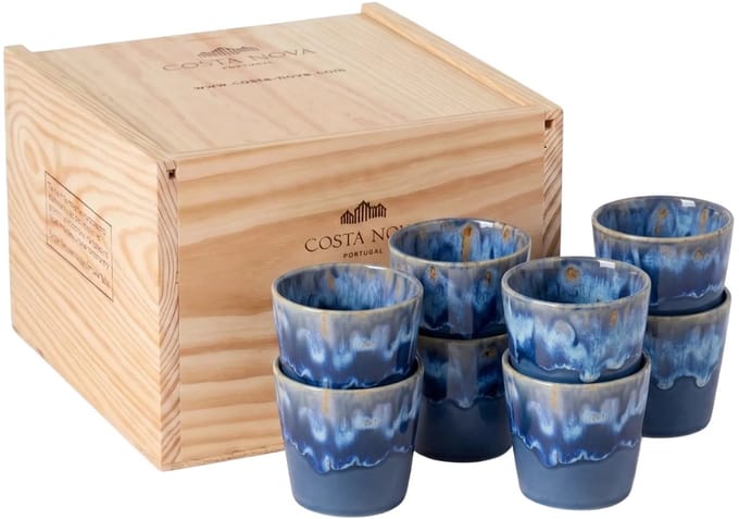 Costa Nova Koffiekopjes Grespresso Denim 190 ml - 8 stuks - Gift box