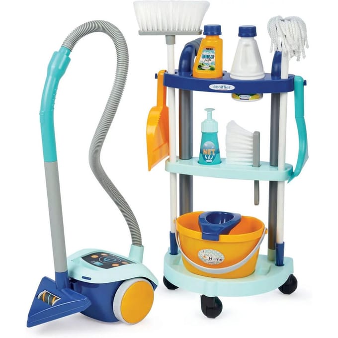 Ecoiffier Clean Home Cleaning Cart with Vacuum Cleaner