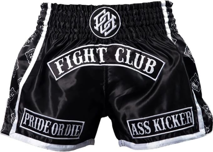 PRIDE or DiE FIGHT CLUB Muay Thai Shorts Zwart Wit - M