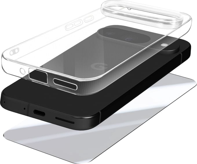 Mayaxess, Beschermingspakket voor Google Pixel 9 en 9 Pro Behuizing en gehard glas, Transparant