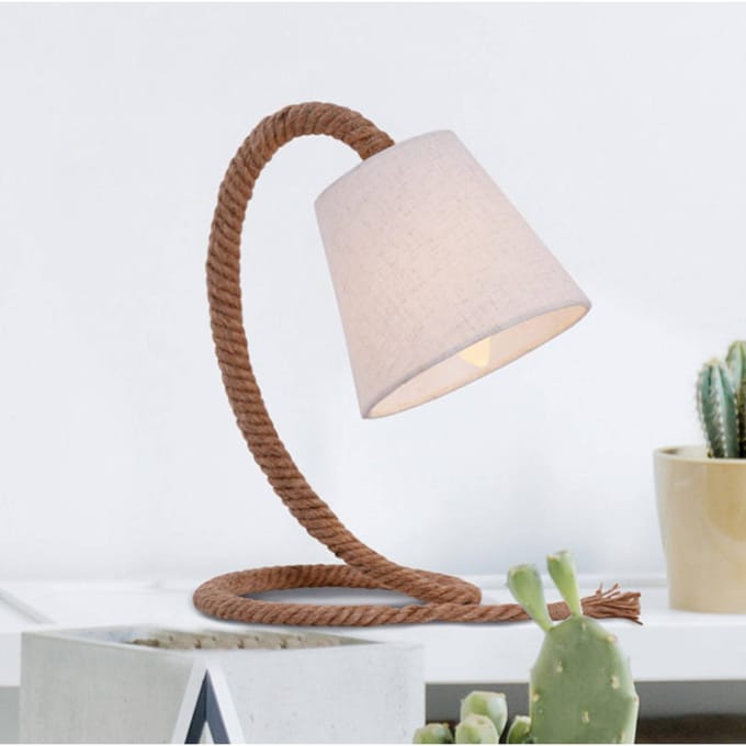 Näve Tafellamp Rope met stoffen kap en natuurlijk touw