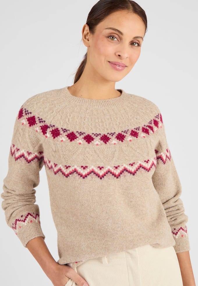 Damart - Jacquard thermolactyl trui. - Dames - Beige - L
