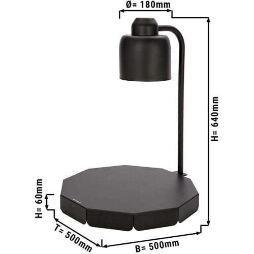 GGM Gastro Buffet-Wärmelampe Infrarot - 250 Watt - Rund - Schwarz