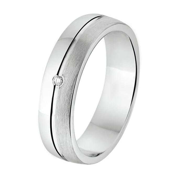Zilver Gerhodineerde Ring A302 - 5 mm - 0.01ct H SI 1315540 17.00 mm (53)