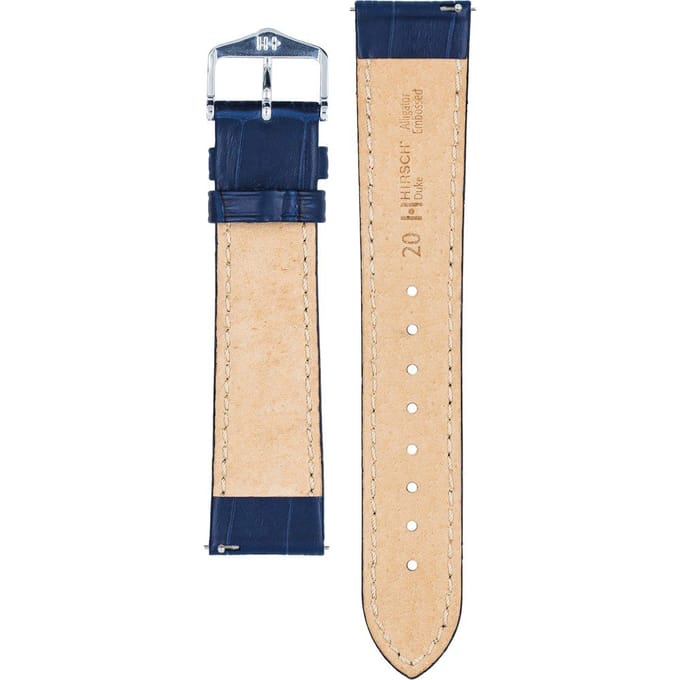 Hirsch Horlogeband -  Duke Donkerblauw - Leer - 20mm