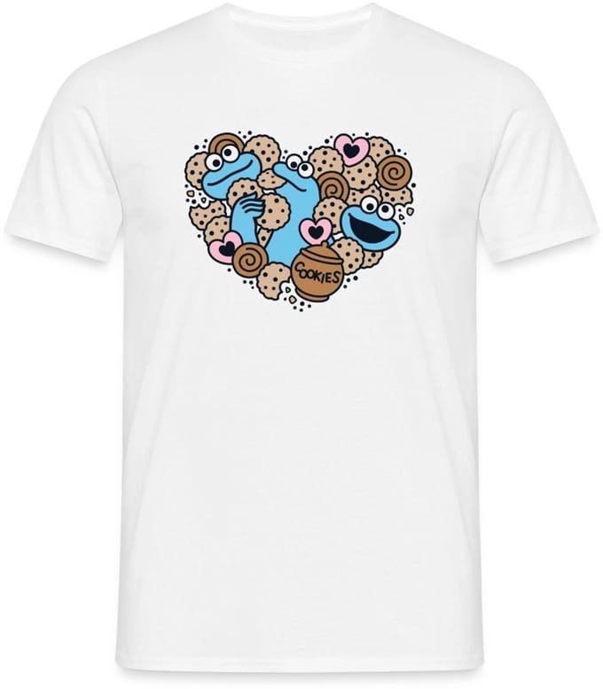 Sesamstraat Hart Met Koekiemonster T-Shirt Heren