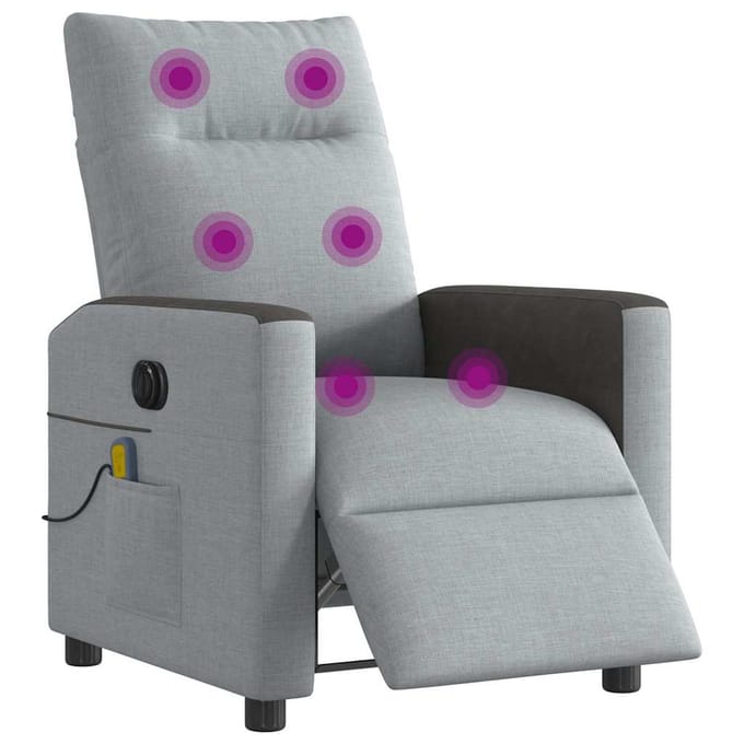 vidaXL - Massagestoel - elektrisch - verstelbaar - stof - lichtgrijs