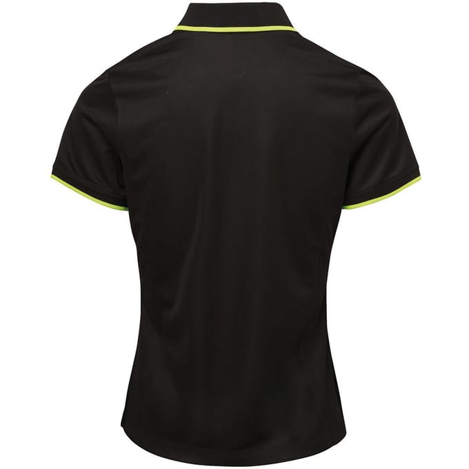 Premier Dames/dames Contrast Coolchecker Poloshirt (Zwart/Oranje)