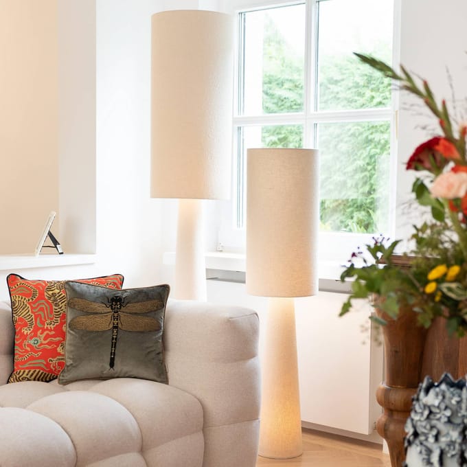 KARE vloerlamp Marleen, beige, linnen, 130 cm, E27
