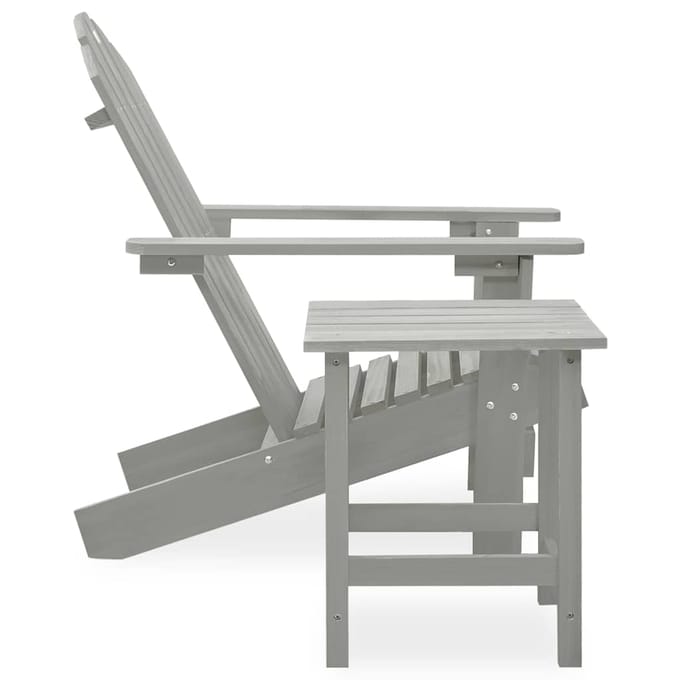 vidaXL - Tuinstoel - Adirondack - met - tafel - massief - vurenhout - grijs