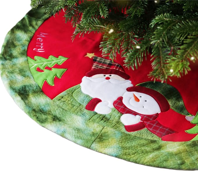 Unique Living Kerstboomrok - kerst thema - rood/groen - D90 cm - polyester - kerstboomkleed