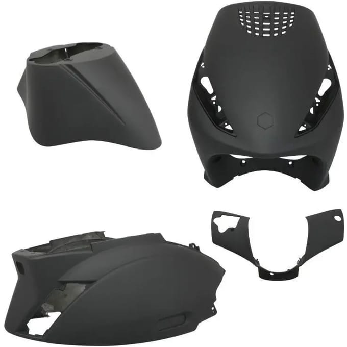 kit carénage p2r pour scooter piaggio 50 zip 2000 à 2020 4 stuks noir mat neuf