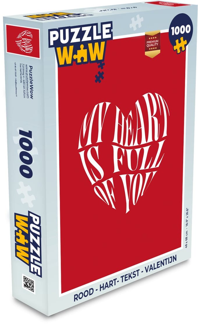 Puzzel Rood - Hart- Tekst - Valentijn - Legpuzzel - Puzzel 1000 stukjes volwassenen