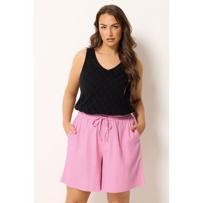 Yours Roze Geweven Short Met Textuur Size 48