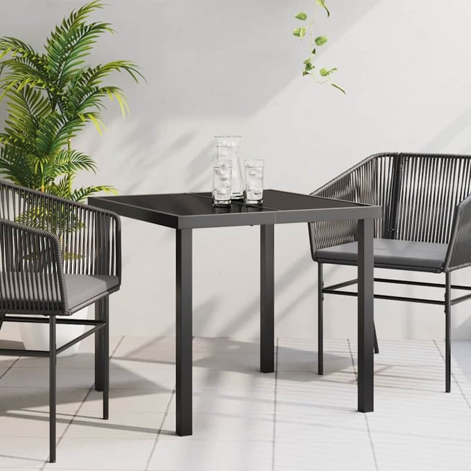 vidaXL Tuinstafel Zwart 80 x 80 x 73 cm Metaal