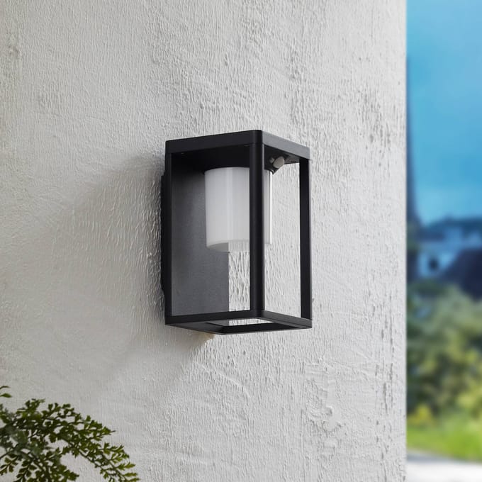Lucande - solar buitenlamp - Aluminiumspuitgietwerk, polycarbonaat - H: 24 cm - zwart, wit