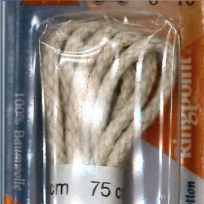 3 mm x 75cm Jute - Rond Cord 100% katoen schoenveter