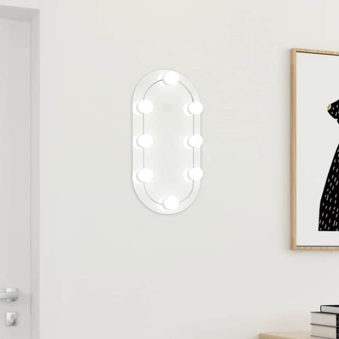 vidaXL - Spiegel - met - LED-verlichting - 40x20 - cm - glas - ovaal