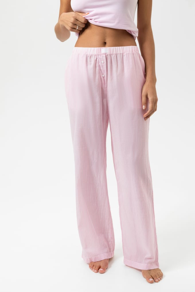 Lange broek Serie Cotton Stripes Soft Pink