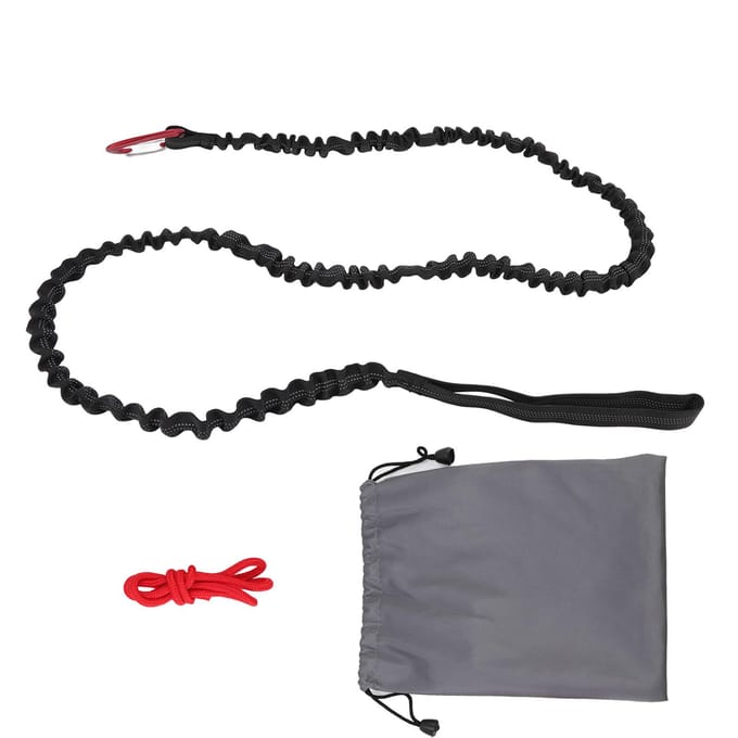 Fiets Sleepkabel Natuurlijke Lengte 1.7m Rekbaar Ontwerp Nylon Legering Draagbaar Mountainbike Slepen zwart