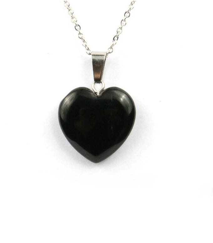 Obsidiaan Hartje - natuursteen - ketting - hanger - natuursteen - wicca